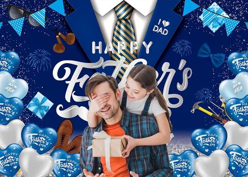 عيد الأب السعيد، راية خلفية، أنا أحب أبي، زينة عيد الأب، 7x5FT، بالونات زرقاء وفضية، شكرًا لك، خلفية الأب، أفضل أبي على الإطلاق، لوازم الحفلات، صور الدعائم in Kuwait