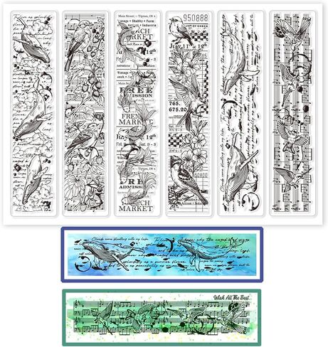 GLOBLELAND Fish Bird Lables Background Clear Stamps Animals Tags Silicone Clear Stamp Seals Floral Lables Background Transparent Stamps for DIY Scrapbooking Cards Making Photo Album in Saudi Arabia