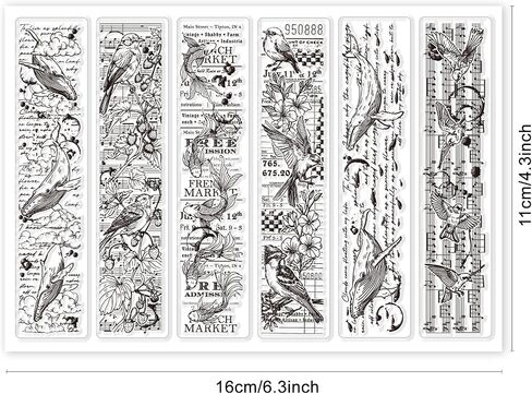 GLOBLELAND Fish Bird Lables Background Clear Stamps Animals Tags Silicone Clear Stamp Seals Floral Lables Background Transparent Stamps for DIY Scrapbooking Cards Making Photo Album in Saudi Arabia