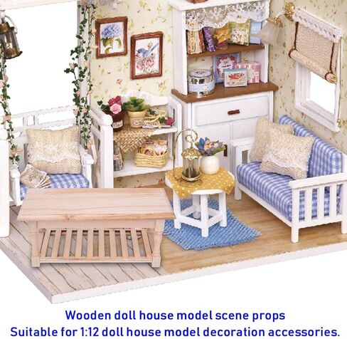 1:12 Mini Coffee Table, Doll House Furniture Photography Scene Props Accessories(Wood Color) in Saudi Arabia