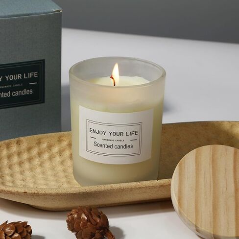 شمعة معطرة باللافندر، 6 أونصة حرق 40 ساعة، شموع معطرة للمنزل| شموع الربيع| شمعة برطمان أبيض | شموع الصويا، شموع طويلة الأمد | هدايا شموع للرجال والنساء (خشب اللافندر، 6 أونصة) in Kuwait