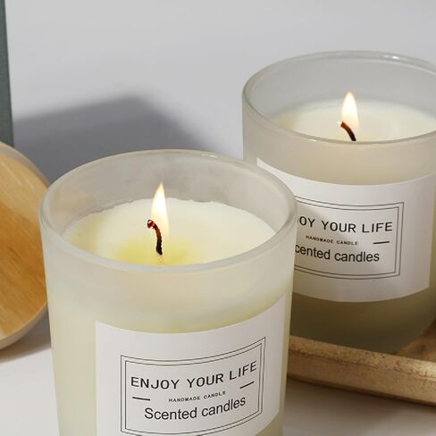 شمعة معطرة باللافندر، 6 أونصة حرق 40 ساعة، شموع معطرة للمنزل| شموع الربيع| شمعة برطمان أبيض | شموع الصويا، شموع طويلة الأمد | هدايا شموع للرجال والنساء (خشب اللافندر، 6 أونصة) in Kuwait