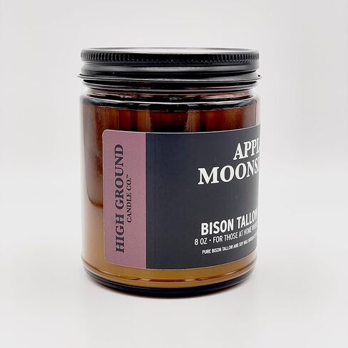 Apple Moonshine Scented Candle, 8 oz, Pure Bison Tallow, Low Smoke, Traditional, Glass Jar in Saudi Arabia
