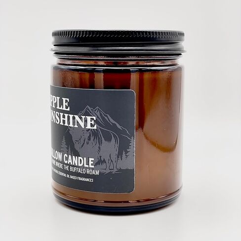 Apple Moonshine Scented Candle, 8 oz, Pure Bison Tallow, Low Smoke, Traditional, Glass Jar in Saudi Arabia