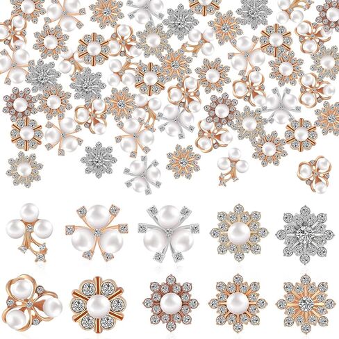 160 Pieces Pearl Rhinestone Buttons Faux Pearl Embellishments Flat Back Rhinestone Buttons for DIY Jewelry Making Wedding Decor Clothes Bag Shoes Craft Accessory in Saudi Arabia