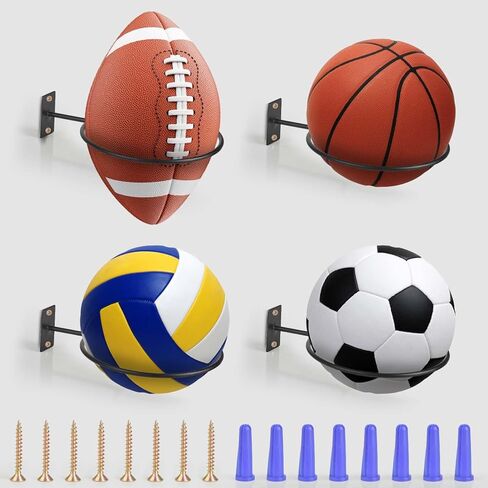 4 قطع حامل كرة القدم وكرة السلة جدار جبل معدني متعدد الوظائف حامل الكرة جدار جبل الرياضة الكرة تخزين لكرة السلة كرة القدم الكرة الطائرة كرة القدم الرجال الأولاد غرفة الرياضة ديكور in Kuwait