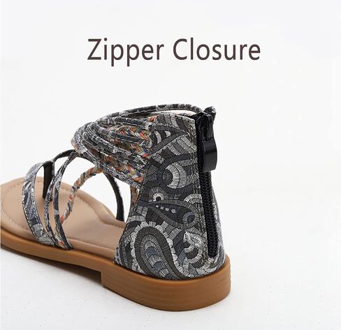 FRALOSHA Womens Sandals Summer Flat Thong Cross Strappy Beach Gladiator Shoes with Zipper in Saudi Arabia