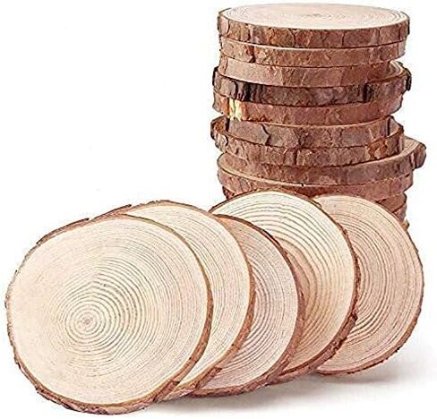10 Pcs 3.5-4.0inches Natural Wood Slices Round Wood Discs Tree Bark Wooden Circles for DIY Crafting Coasters Arts Crafts Home Decorations Vintage Wedding Ornaments… in Saudi Arabia