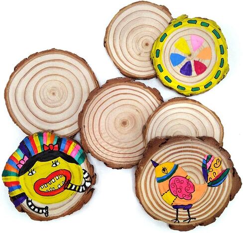 10 Pcs 3.5-4.0inches Natural Wood Slices Round Wood Discs Tree Bark Wooden Circles for DIY Crafting Coasters Arts Crafts Home Decorations Vintage Wedding Ornaments… in Saudi Arabia