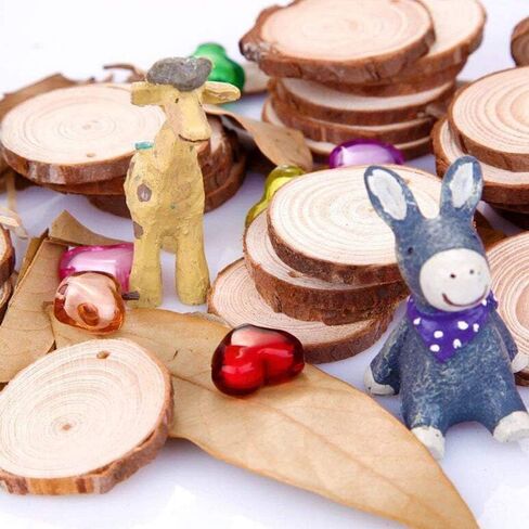 10 Pcs 3.5-4.0inches Natural Wood Slices Round Wood Discs Tree Bark Wooden Circles for DIY Crafting Coasters Arts Crafts Home Decorations Vintage Wedding Ornaments… in Saudi Arabia