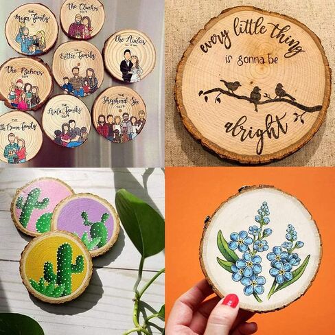 10 Pcs 3.5-4.0inches Natural Wood Slices Round Wood Discs Tree Bark Wooden Circles for DIY Crafting Coasters Arts Crafts Home Decorations Vintage Wedding Ornaments… in Saudi Arabia