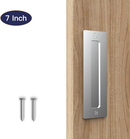 مجموعة سحب إصبع مقبض باب الحظيرة مقاس 7 بوصات (عبوة واحدة) باللون الأسود | مقبض غير مرئي بسيط وحديث شديد التحمل للبوابات والجراجات وباب الحظيرة وباب الجيب | مع قاعدة مسطحة سهلة التركيب in Kuwait