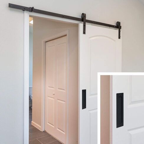 مجموعة سحب إصبع مقبض باب الحظيرة مقاس 7 بوصات (عبوة واحدة) باللون الأسود | مقبض غير مرئي بسيط وحديث شديد التحمل للبوابات والجراجات وباب الحظيرة وباب الجيب | مع قاعدة مسطحة سهلة التركيب in Kuwait