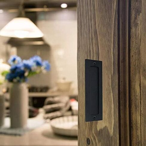 مجموعة سحب إصبع مقبض باب الحظيرة مقاس 7 بوصات (عبوة واحدة) باللون الأسود | مقبض غير مرئي بسيط وحديث شديد التحمل للبوابات والجراجات وباب الحظيرة وباب الجيب | مع قاعدة مسطحة سهلة التركيب in Kuwait