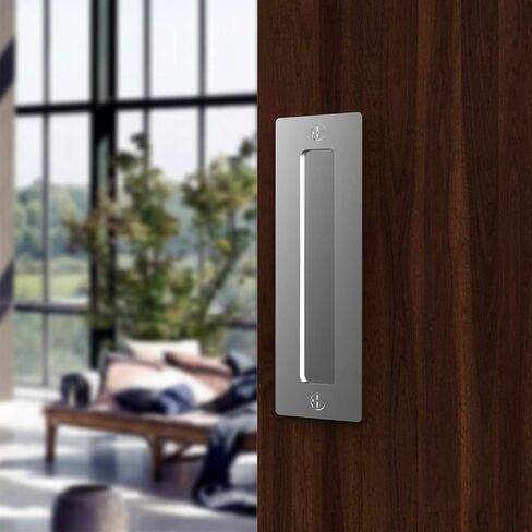 مجموعة سحب إصبع مقبض باب الحظيرة مقاس 7 بوصات (عبوة واحدة) باللون الأسود | مقبض غير مرئي بسيط وحديث شديد التحمل للبوابات والجراجات وباب الحظيرة وباب الجيب | مع قاعدة مسطحة سهلة التركيب in Kuwait