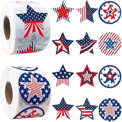 1000Pcs American Flag Stickers, Patriotic Stickers, 1.5 inches Independence Day Star Label Sticker 4th of July USA Flag Stickers 10 Design Adhesive Sealing Labels (Independence Day - A, 1.5 inches) in Kuwait