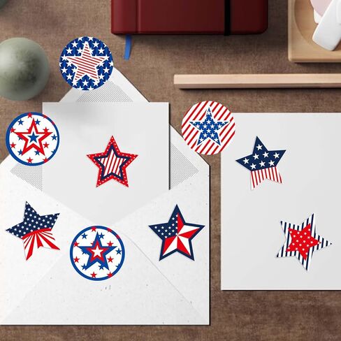 1000Pcs American Flag Stickers, Patriotic Stickers, 1.5 inches Independence Day Star Label Sticker 4th of July USA Flag Stickers 10 Design Adhesive Sealing Labels (Independence Day - A, 1.5 inches) in Kuwait