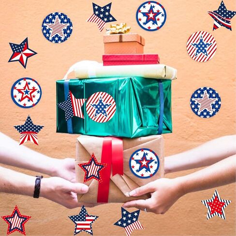 1000Pcs American Flag Stickers, Patriotic Stickers, 1.5 inches Independence Day Star Label Sticker 4th of July USA Flag Stickers 10 Design Adhesive Sealing Labels (Independence Day - A, 1.5 inches) in Kuwait