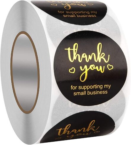 500 قطعة مقاس 1.5 بوصة ملصقات شكرًا لك، شكرًا لك على دعم ملصقات أعمالي الصغيرة، ملصقات شكرًا لك للتغليف، ملصقات شكر سوداء للأعمال، ملصقات ذاتية اللصق in Kuwait