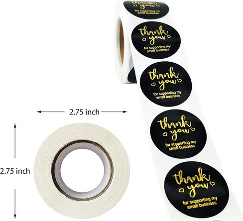 500 قطعة مقاس 1.5 بوصة ملصقات شكرًا لك، شكرًا لك على دعم ملصقات أعمالي الصغيرة، ملصقات شكرًا لك للتغليف، ملصقات شكر سوداء للأعمال، ملصقات ذاتية اللصق in Kuwait