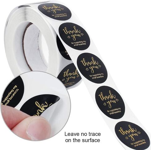 500 قطعة مقاس 1.5 بوصة ملصقات شكرًا لك، شكرًا لك على دعم ملصقات أعمالي الصغيرة، ملصقات شكرًا لك للتغليف، ملصقات شكر سوداء للأعمال، ملصقات ذاتية اللصق in Kuwait