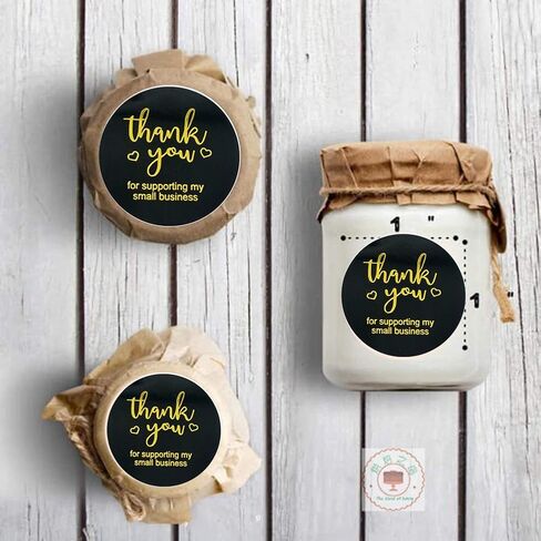 500 قطعة مقاس 1.5 بوصة ملصقات شكرًا لك، شكرًا لك على دعم ملصقات أعمالي الصغيرة، ملصقات شكرًا لك للتغليف، ملصقات شكر سوداء للأعمال، ملصقات ذاتية اللصق in Kuwait