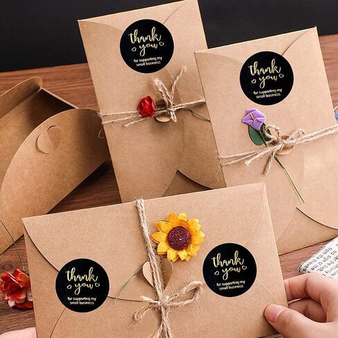 500 قطعة مقاس 1.5 بوصة ملصقات شكرًا لك، شكرًا لك على دعم ملصقات أعمالي الصغيرة، ملصقات شكرًا لك للتغليف، ملصقات شكر سوداء للأعمال، ملصقات ذاتية اللصق in Kuwait