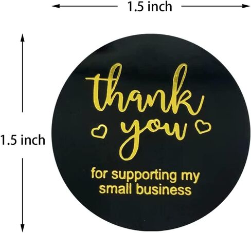 500 قطعة مقاس 1.5 بوصة ملصقات شكرًا لك، شكرًا لك على دعم ملصقات أعمالي الصغيرة، ملصقات شكرًا لك للتغليف، ملصقات شكر سوداء للأعمال، ملصقات ذاتية اللصق in Kuwait