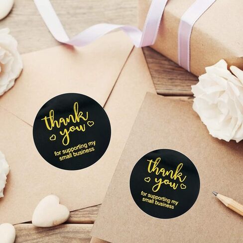 500 قطعة مقاس 1.5 بوصة ملصقات شكرًا لك، شكرًا لك على دعم ملصقات أعمالي الصغيرة، ملصقات شكرًا لك للتغليف، ملصقات شكر سوداء للأعمال، ملصقات ذاتية اللصق in Kuwait
