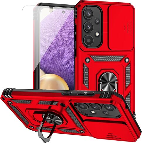 for Samsung Galaxy A35 5G Case with Camera Lens Cover HD Screen Protector, Dual Layer Military-Grade Drop Tested Magnetic Ring Holder Kickstand Protective Phone Case for Samsung Galaxy A35 5G (Navy) in Saudi Arabia