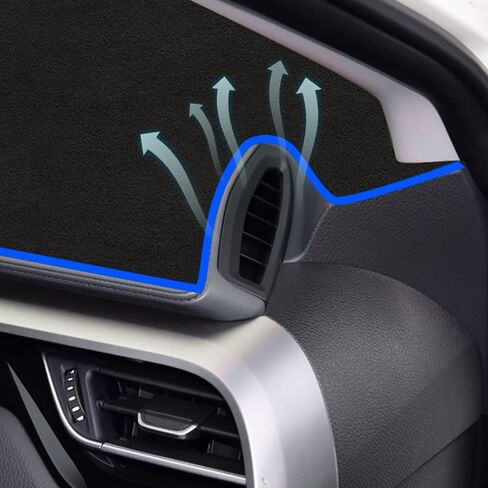 غطاء لوحة عدادات السيارة، مناسب لسيارة Toyota CHR 2017-2022 غطاء ظل الشمس القوي مناسب حسب الطلب ومضاد للانزلاق لوحدة التحكم المركزية، فلانيل (أسود مع حافة زرقاء) in Kuwait