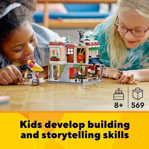LEGO Creator 3 in 1 Downtown Noodle Shop House, Transforms from Noodle Shop to Bike Shop to Arcade, Modular Building Set, Toy Gift for Kids 8 Years and Up, 31131 in Saudi Arabia