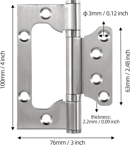 20 قطعة 10 أزواج من مفصلات الأبواب غير المجوفة مقاس 4 × 3 بوصة، مفصلات أبواب محملة بالكرة من الفولاذ المقاوم للصدأ المصقول مع براغي لأجهزة الأثاث، أبواب DIY، أبواب خارجية، فضي in Kuwait