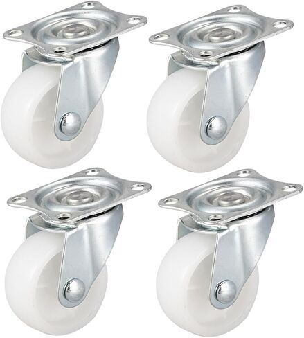 uxcell Swivel Caster Wheels 1" Polypropylene with 360 Degree Top Plate 11LBS Capacity for Furniture Carts Workbench, White, Pack of 4 in Saudi Arabia