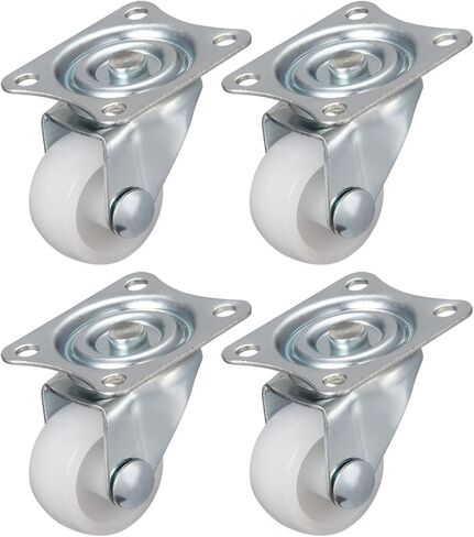 uxcell Swivel Caster Wheels 1" Polypropylene with 360 Degree Top Plate 11LBS Capacity for Furniture Carts Workbench, White, Pack of 4 in Saudi Arabia