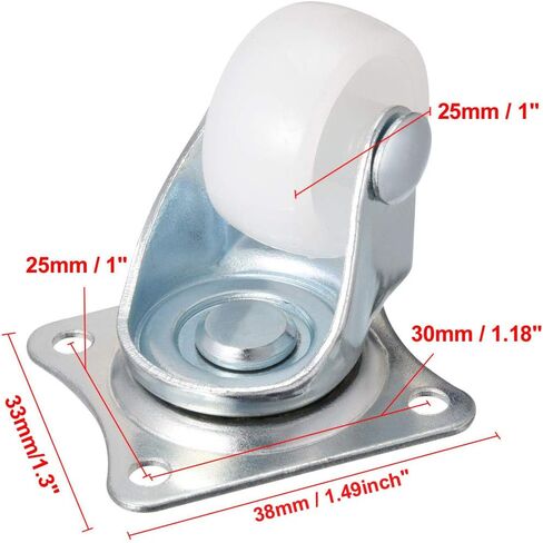 uxcell Swivel Caster Wheels 1" Polypropylene with 360 Degree Top Plate 11LBS Capacity for Furniture Carts Workbench, White, Pack of 4 in Saudi Arabia