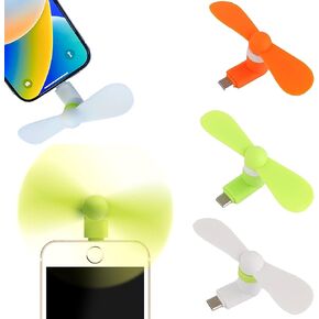 USB Type C Mini Fan - 3Pcs Type C Small Fan for Phone, Fans for Samsung Galaxy Note A12 A10 A9 Star S22 S21 S10e S9 A9s,Huawei P30 and More- Cell Phone Summer Accessories(White+Orange+Green)