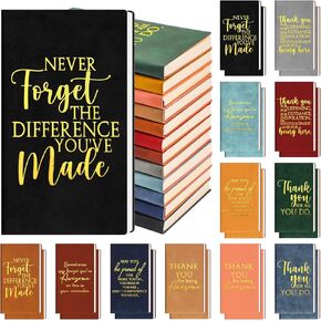 Kosiz 12 Pcs Employee Appreciation Gift Bulk Inspirational Notebook Thank You Gift A6 Leather Notebook Pocket Notepad Back to School Gift for Teacher Student Staff Coworker Corporate Assistant