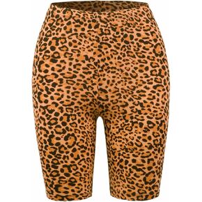 A2Y Women's Brushed Microfiber Leopard Print Biker Bermuda Shorts