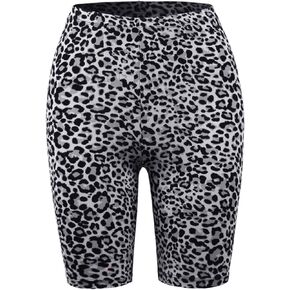 A2Y Women's Brushed Microfiber Leopard Print Biker Bermuda Shorts