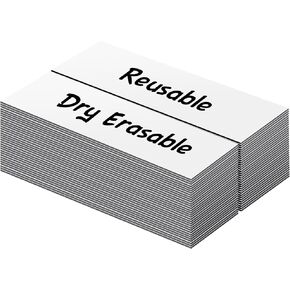 LLPT Dry Erase Magnetic Labels 0.5" x 2" 50 Packs Blank Writable Magnet Stickers Reusable for Refrigerator Shelf Whiteboard Toolbox Craft and Other Metallic Surfaces White (DML0520WT)