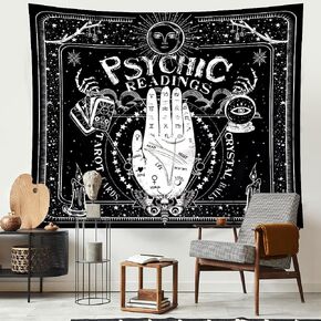 Homewelle Moth Moon Phase Tapestry Vintage Wall Art 80Wx60H Inch Gothic Floral Flower Butterfly Botanical Plant Snake Nature Witchy Mystic Aesthetic Wall Hanging Bedroom Living Room Dorm Decor Fabric