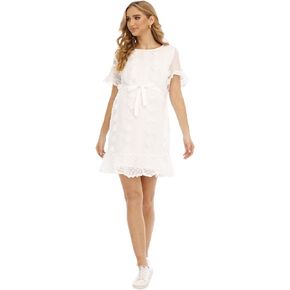 White Maternity Dress Floral Print, Baby Shower Dress for Mom Maternity Dress
