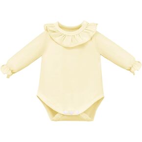 Haloumoning Newborn Baby Girl Rompers Ruffle Long Sleeve Bodysuit Infant Clothes