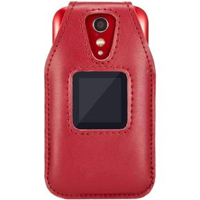 Fitted Leather Case for GreatCall Lively Flip (Model: 4053S), Jitterbug Flip2, Features: Rotating Belt Clip, Screen & Keypad Protection, Secure Fit - Black