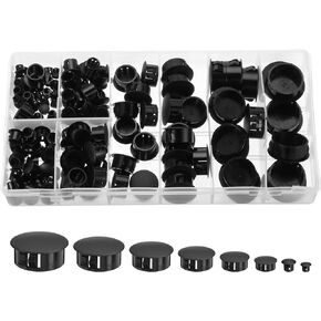 uxcell 135pcs Plastic Hole Plug, 8-Sizes 1/4", 5/16", 3/8", 1/2", 5/8", 3/4", 7/8", 1" Nylon Caps-Snap in Locking Hole Plugs for Furniture Kitchen Cupboard Shelves