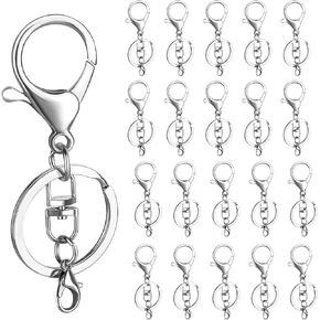 20 Sets Lobster Claw Clasps for Keychains Golden Lobster Claw Clasps Hook with Flat Split Keychain Ring and Swivel Clip, Little Lobster Clasp Bulk Metal Lobster Clasp for Jewelry Making