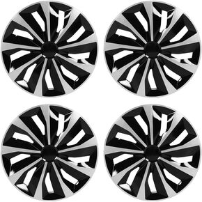 ABX Hubcaps,13" Hubcaps Set of 4, Replacement Hubcaps, Wheel Rim Cover ABS Material, Snap On Car Truck SUV Hub Cap, for Toyota Camry Nissan Mazda etc, Black & Silver