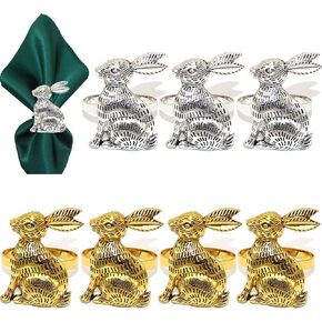 Easter Napkin Rings Holder Set Bunny Napkin Rings of 8 for Easter Table Decoration