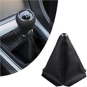 Leather Shifter Boot Cover for Car Gear Shift Anti-Dust,Fashion Car Shift Knob Cover Car Decorations,Universal Gear Shift Knob Cover Car Accessories for Cars,Trucks,SUVs (Carbon Fiber Black)